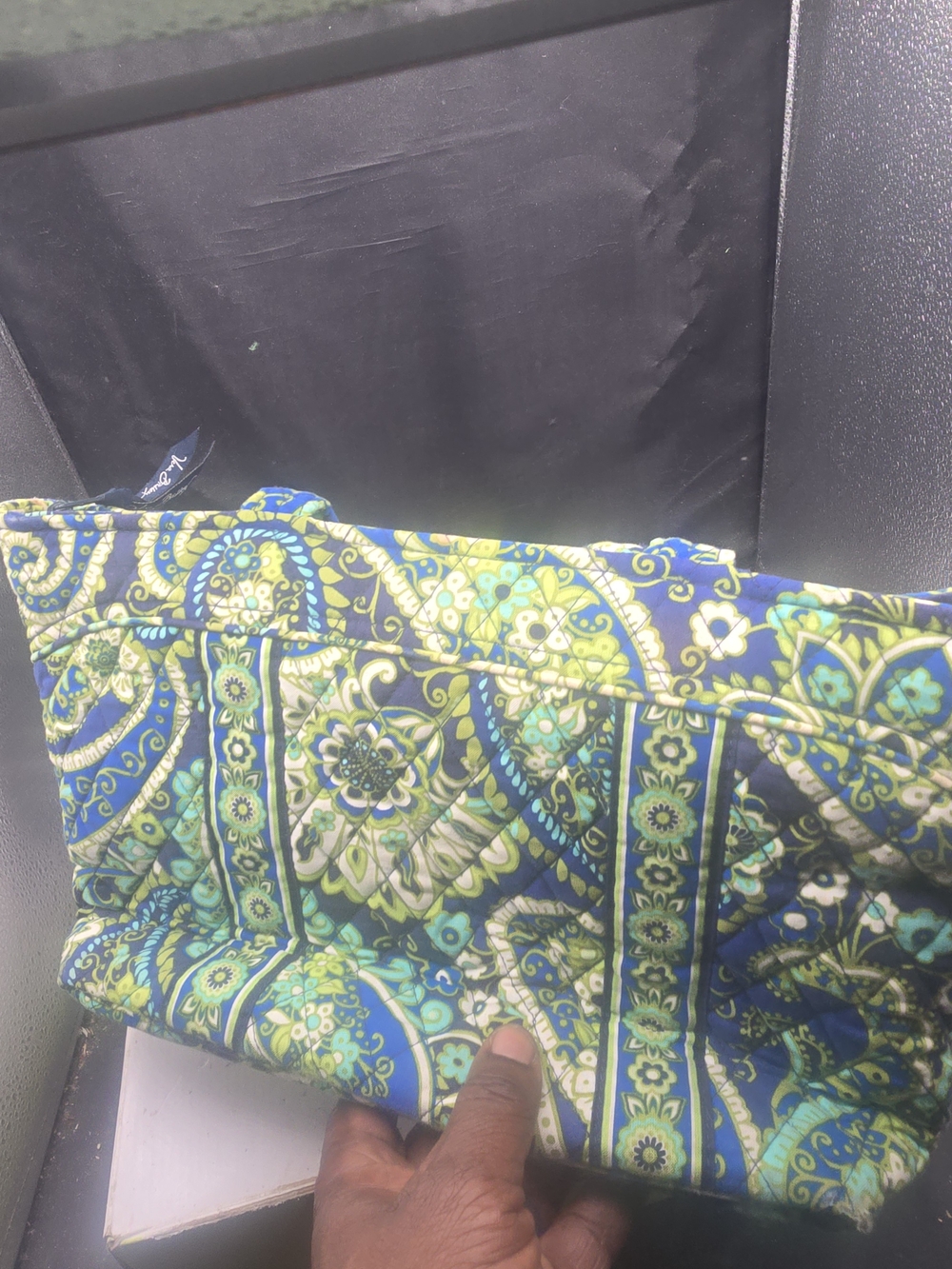 Vera Bradley Blue & Green Paisley Quilted Wristlet